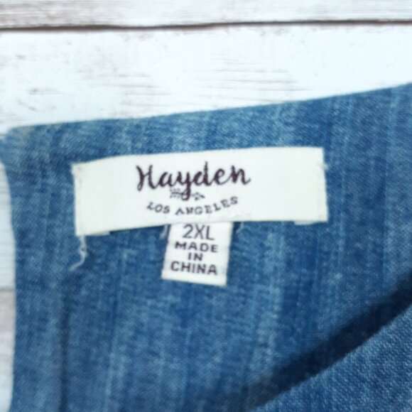 Hayden Womens Chambray Denim Dress 2XL Boho Tassels Festival 36 - Picture 5 of 6